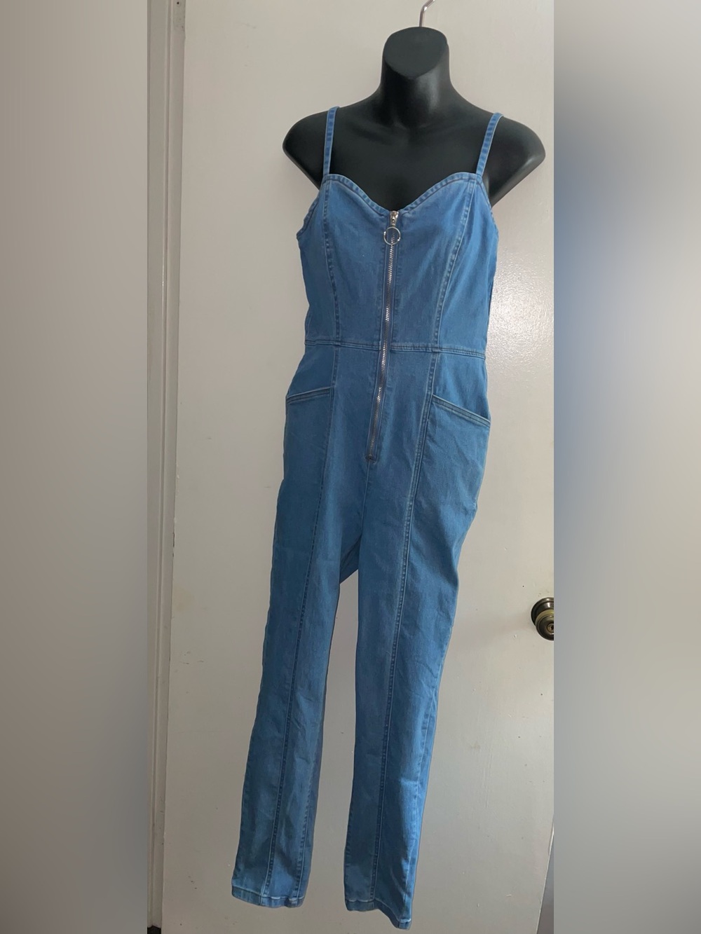 iris Light Blue Denim Jumpsuit with Adjustable Straps